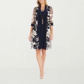 R amp M Richards Womens Floral Jacket Dress Color Navy - JCPenney at JCPenney