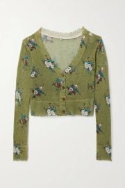 R13 Cropped distressed floral-print cashmere cardigan NET-A-PORTER at Net a Porter