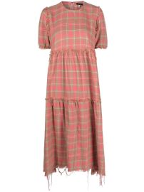 R13 Distressed Checked Midi Dress - at Farfetch