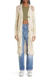 R13 Distressed Longline Floral Pattern Cardigan at Nordstrom