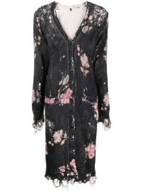 R13 Floral Print Distressed mid-length Cardigan - at Farfetch