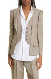 R13 Fray Seam Flat Sleeve Merino Wool Blazer at Nordstrom