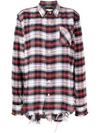 R13 Frayed check-print Shirt - at Farfetch