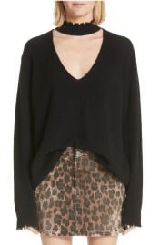 R13 High Waist Leopard Print Distressed Denim Mini Skirt at Nordstrom