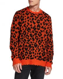 R13 Men  x27 s Leopard Cashmere Sweater at Neiman Marcus