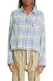 R13 Plaid Cotton Flannel Crop Work Shirt at Nordstrom