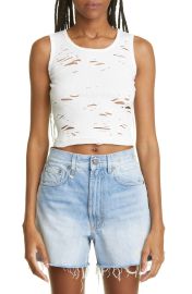 R13 Womens Distressed Cotton Tank in Ecru  at Nordstrom