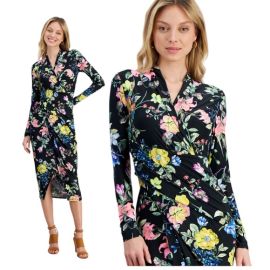 RACHEL Rachel Roy Dresses Rachel Roy Womens Floral Vneck Midi Dress Size S Multicolor Casual Poshmark at Poshmark