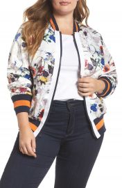 RACHEL Rachel Roy Floral Bomber Jacket  Plus Size at Nordstrom