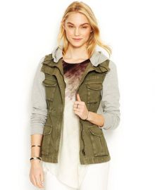 RACHEL Rachel Roy Knit-Sleeve Cargo Jacket at Macys