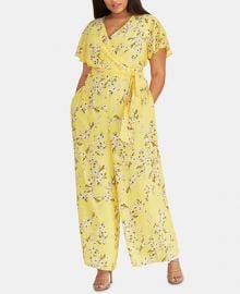 RACHEL Rachel Roy Plus Size Floral-Print Faux-Wrap Jumpsuit   Reviews - Dresses - Plus Sizes - Macy s at Macys