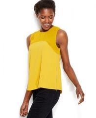 RACHEL Rachel Roy Sleeveless Semi-Sheer Yoke Side-Zip Blouse - Tops - Women - Macys at Macys