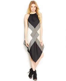 RACHEL Rachel Roy Square-Print Halter-Neck Scarf Dress at Macys