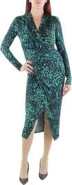 RACHEL Rachel Roy Womens Faux Wrap Midi Wrap Dress Green XS at Womens Clothing store at Amazon