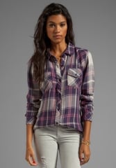 RAILS Kendra Tencel Button Down in NavyPink at Revolve