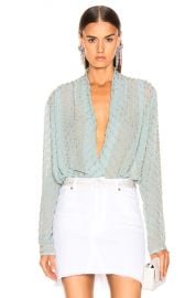 RAISA VANESSA Embellished Wrap Bodysuit in Mint   FWRD at Forward