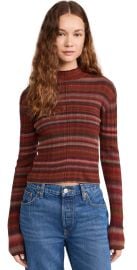 RE/DONE Ribbed Mock Neck Pullover Fire Combo S at Shopbop