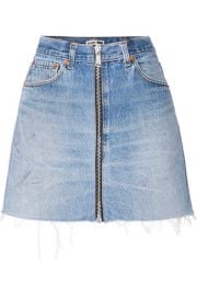 RE DONE -   Levis zip-embellished frayed denim mini skirt at Net A Porter