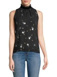 REBECCA TAYLOR - SLEEVELESS METALLIC TULIP BLOUSE at Saks Fifth Avenue