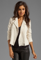 REBECCA TAYLOR Boucle Moto Jacket in Cream at Revolve