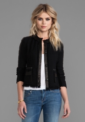 REBECCA TAYLOR Tweed Fitted Blazer in Black at Revolve