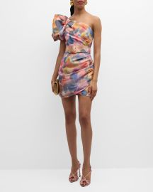 REBECCA VALLANCE Amaya Belted One-Shoulder Mini Dress at Neiman Marcus