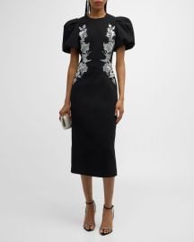 REBECCA VALLANCE Monroe Bicolor Embroidered Midi Dress at Neiman Marcus