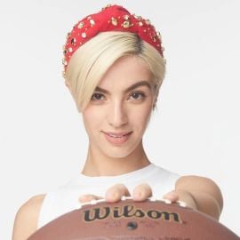 RED FOOTBALL KNOTTED HEADBAND - Lele Sadoughi at Lele Sadoughi