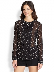 RED Valentino - Silk Long-Sleeve Polka Dot Blouse at Saks Fifth Avenue