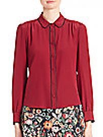 RED Valentino - Silk Pleated Button Blouse at Saks Fifth Avenue