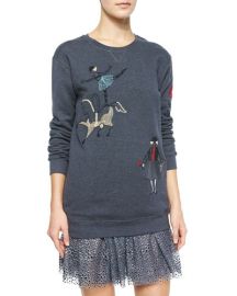 RED Valentino Circus Embroidered Sweatshirt at Neiman Marcus