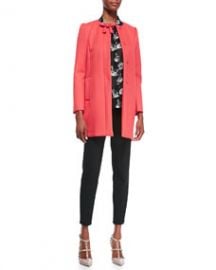 RED Valentino Hidden Placket Scuba Topper with Bow DetailLong-Sleeve Swan-Print Blouse and Cady Tech Ankle Zip Leggings at Neiman Marcus