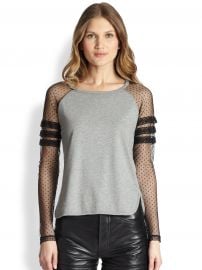 WornOnTV: Heather’s grey top with dotted mesh sleeves on Beauty and the ...