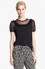 RED Valentino Lace Inset Jersey Tee at Nordstrom