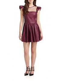 RED Valentino Lace Overlay Leather Dress at Saks Off 5th