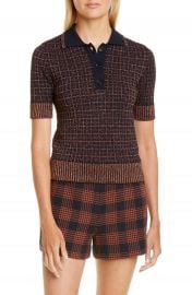 RED Valentino Metallic Check Polo Sweater   Nordstrom at Nordstrom