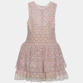 RED Valentino Pink Floral Lace Sleeveless Dress S RED Valentino The Luxury Closet at The Luxury Closet