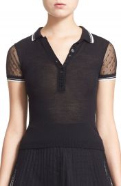 RED Valentino Point d Esprit Knit Polo Top at Nordstrom