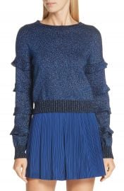 RED Valentino Ruffle Sleeve Metallic Wool Blend Sweater   Nordstrom at Nordstrom