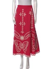 RED Valentino Sangallo Embroidered Midi Skirt in Cotton Poplin at The Real Real