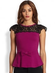 RED Valentino lace peplum top at Saks Fifth Avenue