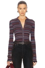 REDONE Ribbed Polo Cardigan in Lavender Combo FWRD at FWRD