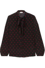 REDValentino - Pussy-bow printed silk crepe de chine blouse at Net A Porter