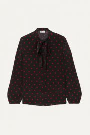 REDValentino - Pussy-bow printed silk crepe de chine blouse at Net A Porter