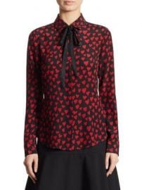 REDValentino - Tie-Neck Heart-Print Silk Blouse at Saks Fifth Avenue