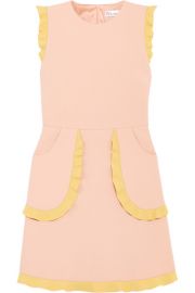 REDValentino   Two-tone ruffle-trimmed cady mini dress at Net A Porter