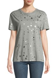 REDValentino Crewneck Short-Sleeve Cotton T-Shirt w Metallic Stars - at Bergdorf Goodman