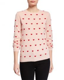 REDValentino Heart Print Long-Sleeve Sweater at Neiman Marcus