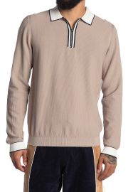 REISS   Mauritizio Long Sleeve Textured Polo   Nordstrom Rack at Nordstrom Rack