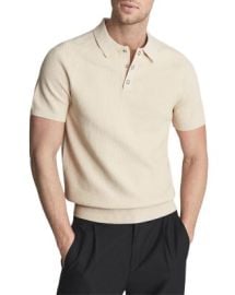 REISS Alan Cotton Stretch Textured Regular Fit Polo Shirt    Bloomingdales at Bloomingdales